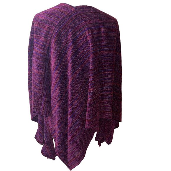 Womens Sweater One size Purple Wrap Shawl Chenille Open Font Casual - Picture 2 of 10